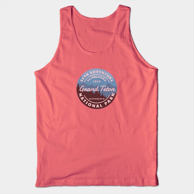 Grand Teton National Park Retro Tank Top by roamfree